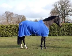 QHP Fleecedeken Met Ornament Kobalt/zilver