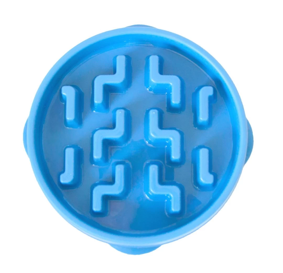 Outward Hound Slo-Bowl Fun Feeder Notch Blauw 3 Outward Hound Slo-Bowl Fun Feeder Notch Blauw