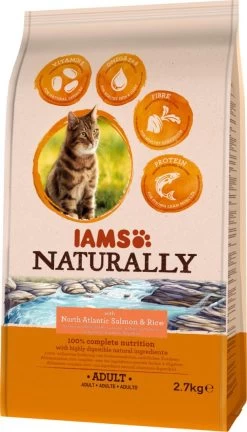 IAMS Naturally Kattenvoer Adult Salmon & Rice 2,7 Kg
