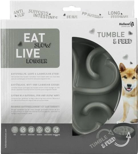 Eat Slow Live Longer Tumble Feeder Grey 4 Eat Slow Live Longer Tumble Feeder Grey - Afbeelding 2