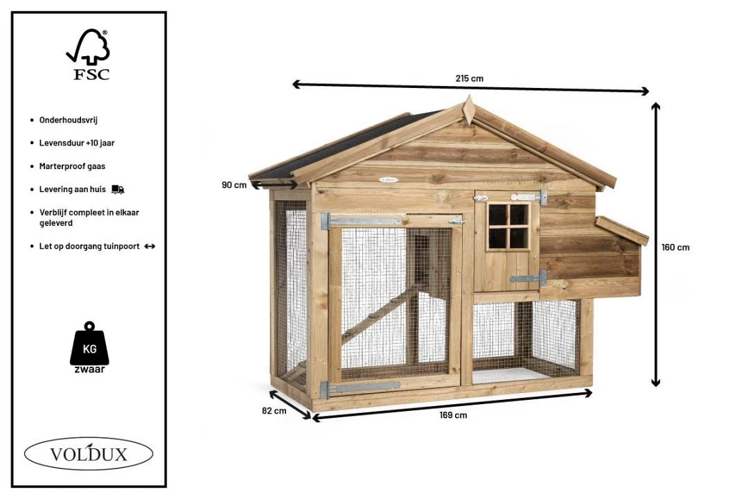 Voldux Kippen- Of Konijnenhok Nova Rechts 6 Voldux Kippen- Of Konijnenhok Nova Rechts - Afbeelding 4