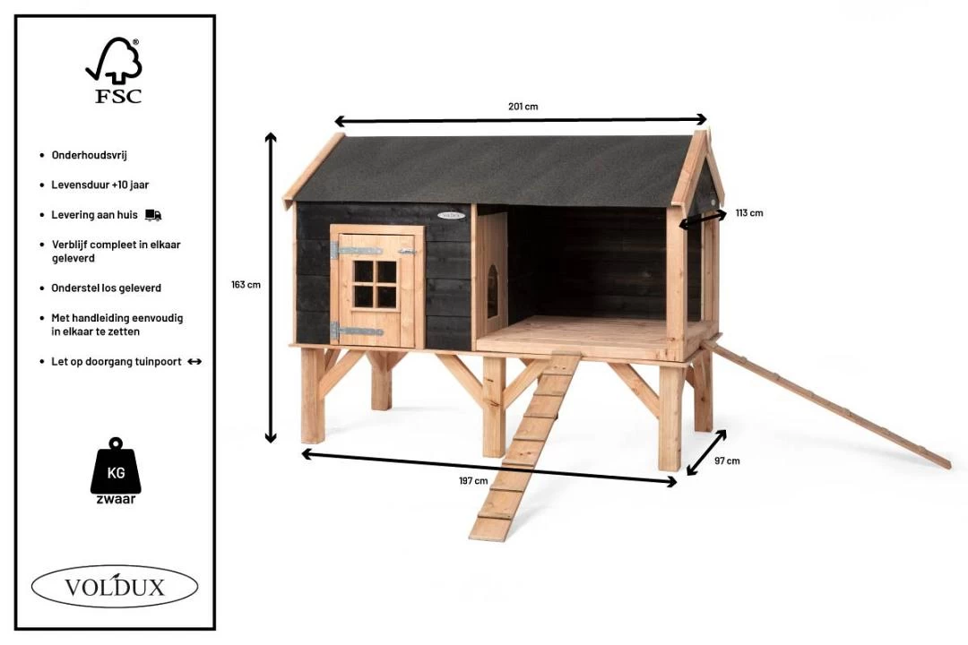 Voldux Kippen- Of Konijnenhok David 6 Voldux Kippen- Of Konijnenhok David - Afbeelding 4
