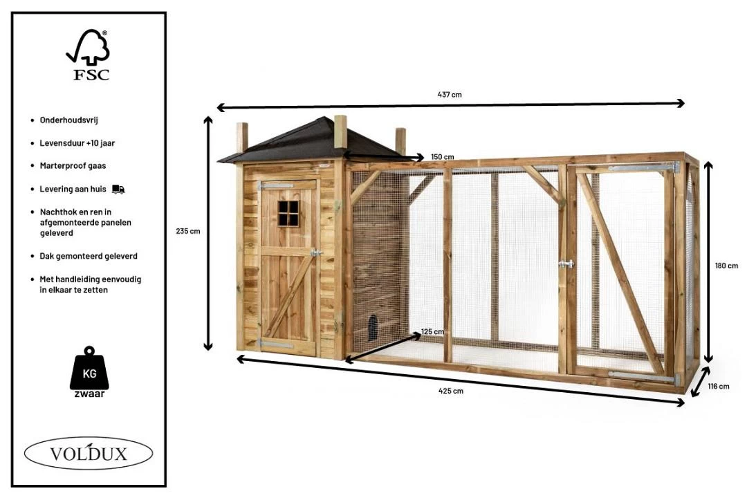 Voldux Kippen- Of Konijnenhok Hooiberg Eline XL 5 Voldux Kippen- Of Konijnenhok Hooiberg Eline XL - Afbeelding 3